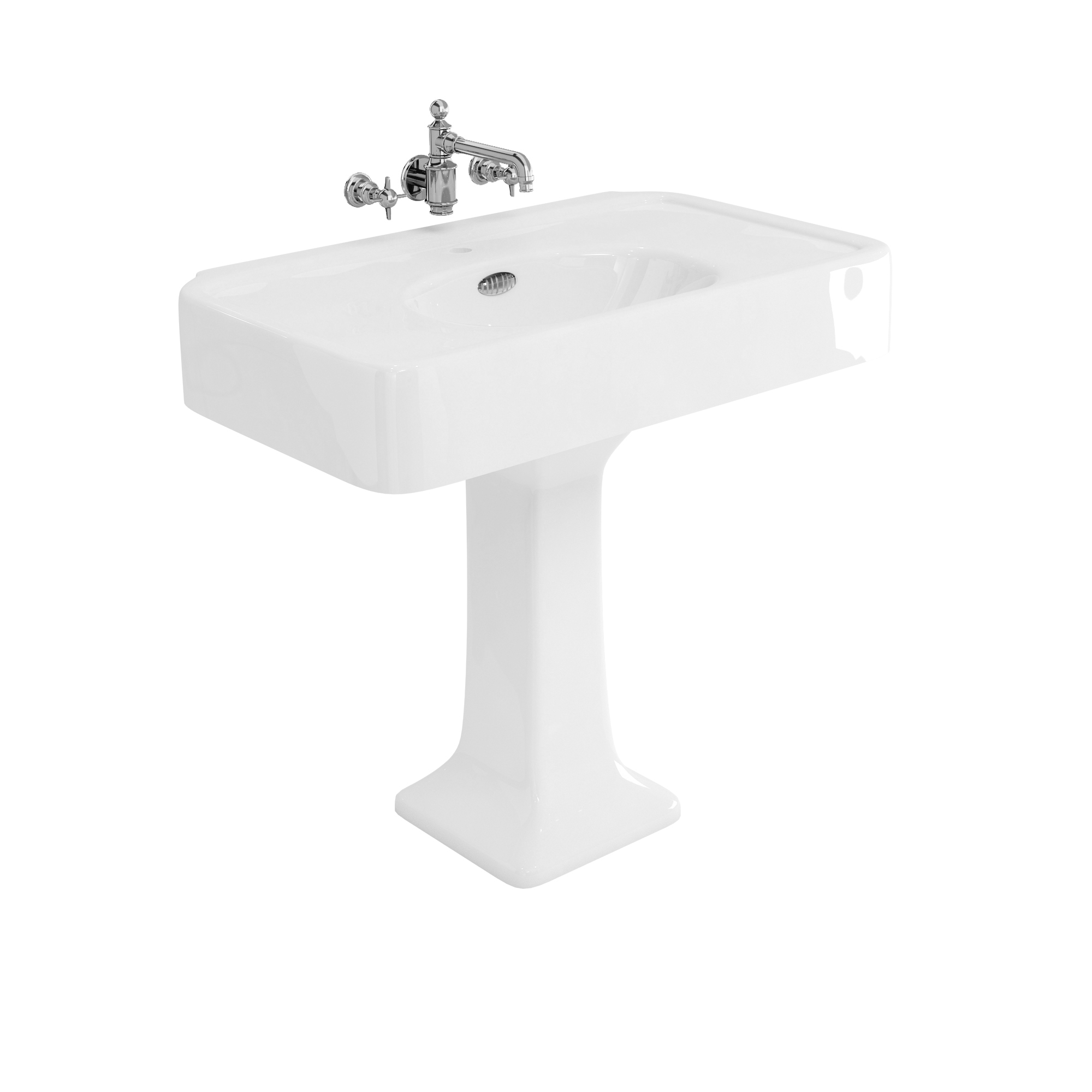 Arcade 900mm basin with chrome overflow & pedestal